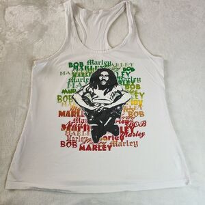 Bob Marley White Racer Back Tank Top With Colorful Graphics Size XL/Small